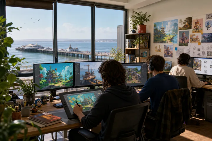 Small indie studio overlooking the Brighton seafront pier