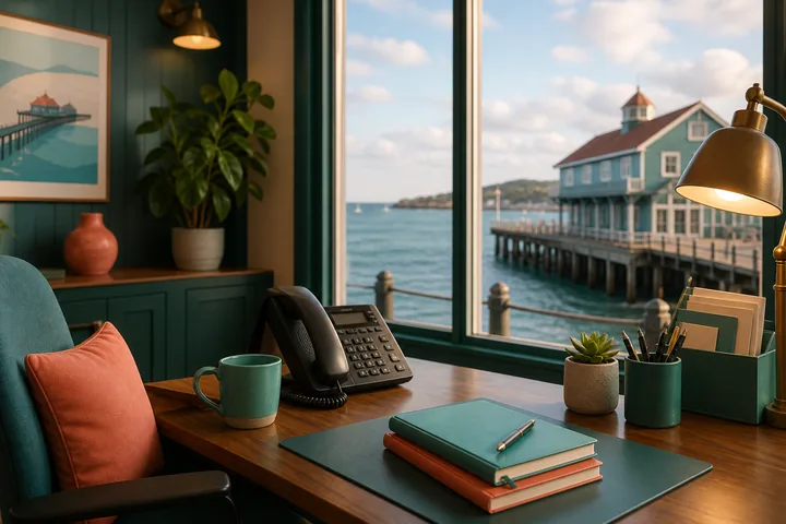 Pier House office overlooking the sea