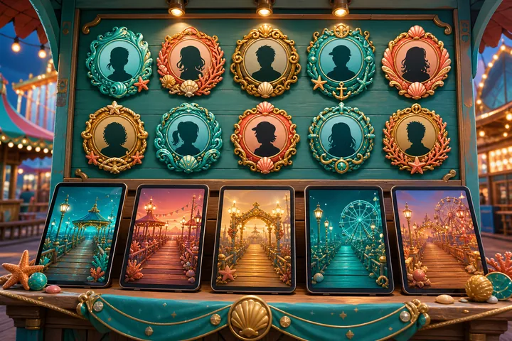 Membership cosmetic skins and avatar frames at a pier stall